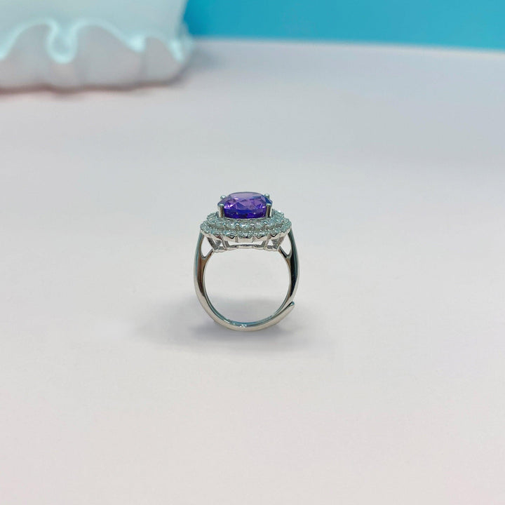 Oval Shaped Cut Purple Open Ring
