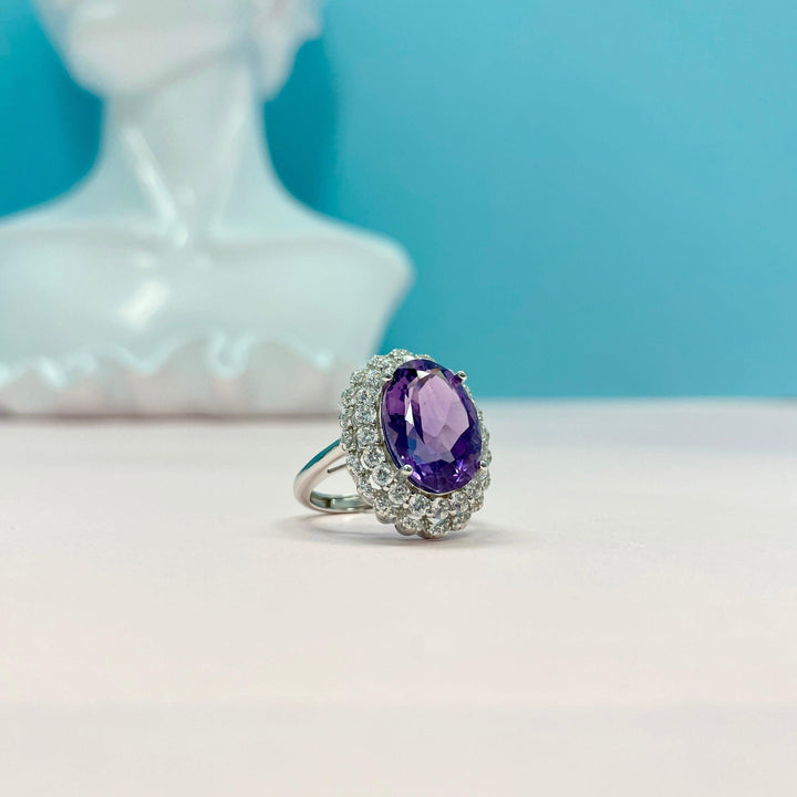 Oval Shaped Cut Purple Open Ring