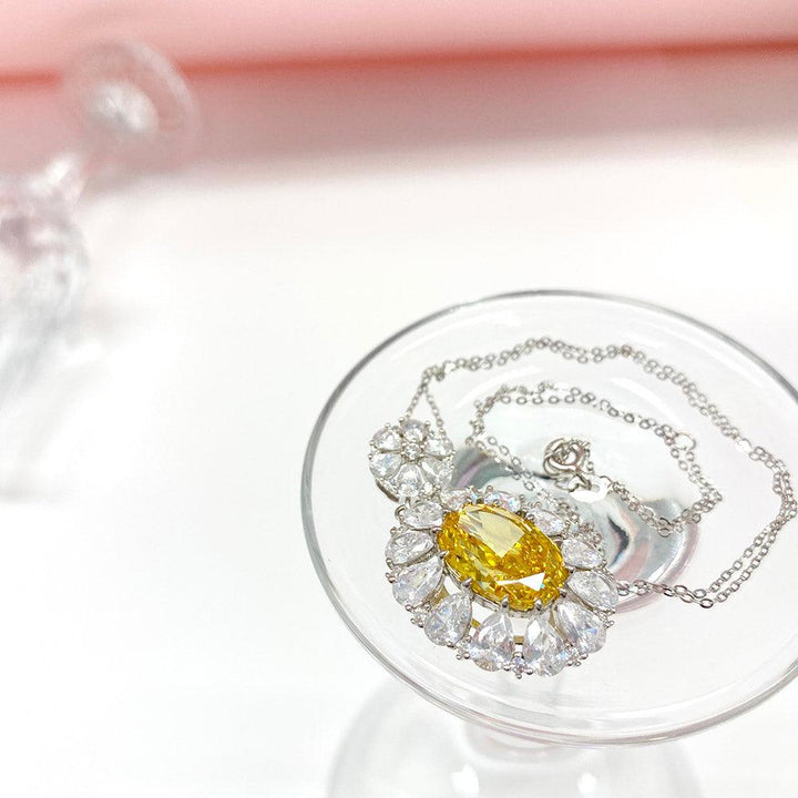 Sunflower Ice Flower Cut Necklace