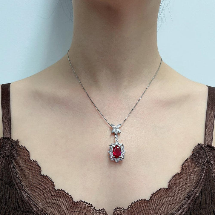 Oval shaped Ruby Pendant Necklace