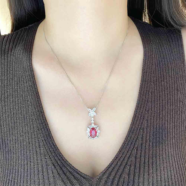Oval shaped Ruby Pendant Necklace