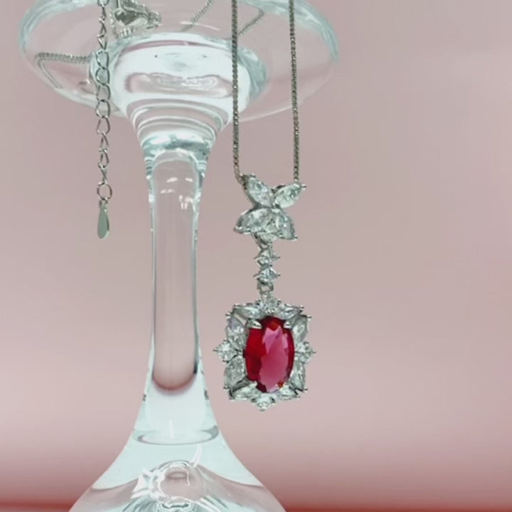 Oval shaped Ruby Pendant Necklace