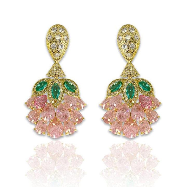 Pink Fruit Design Pear Shaped Cut Earrings