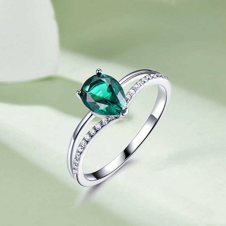 Pearl Shaped Cut Double Sterling Silver Ring