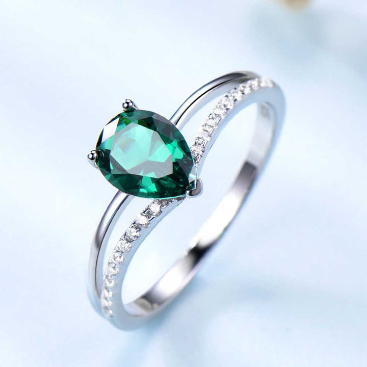 Pearl Shaped Cut Double Sterling Silver Ring