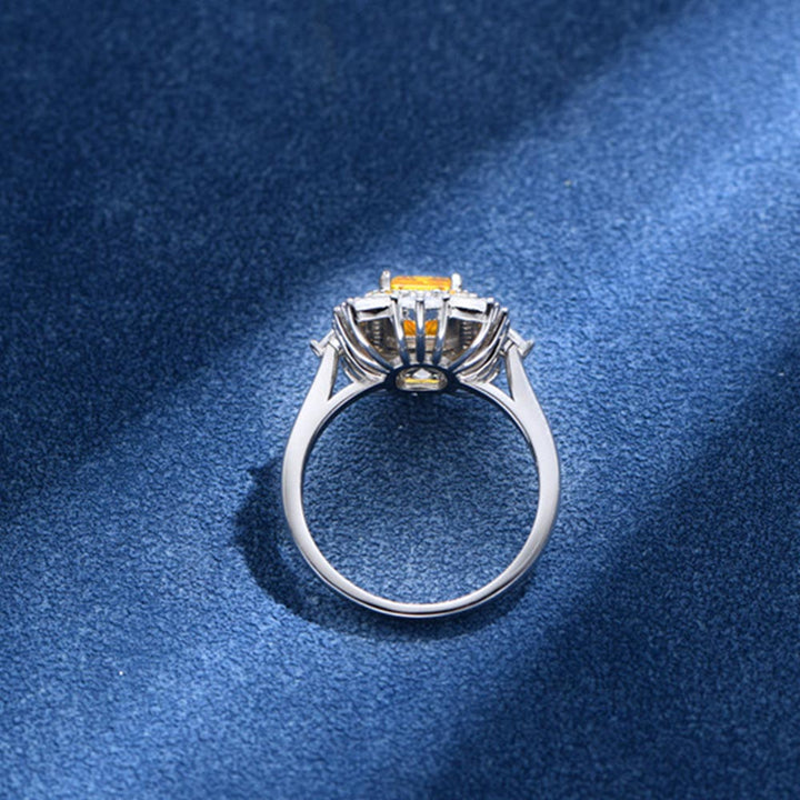 Emerald Shaped Cut Yellow Sterling Silver Ring