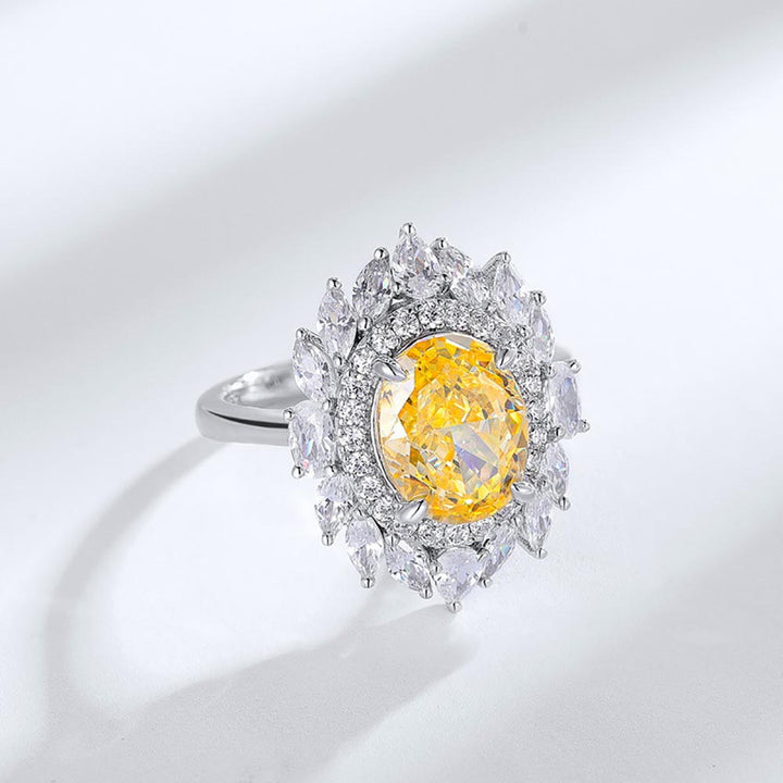 Oval Shaped Cut Light Yellow Sterling Silver Ring