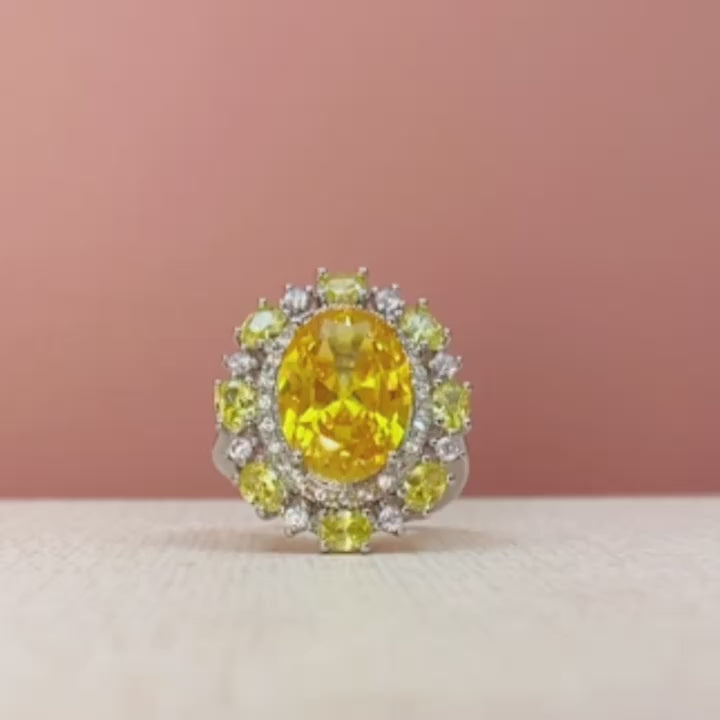 "Goddess of The Sun" Oval Shaped Cut Open Ring