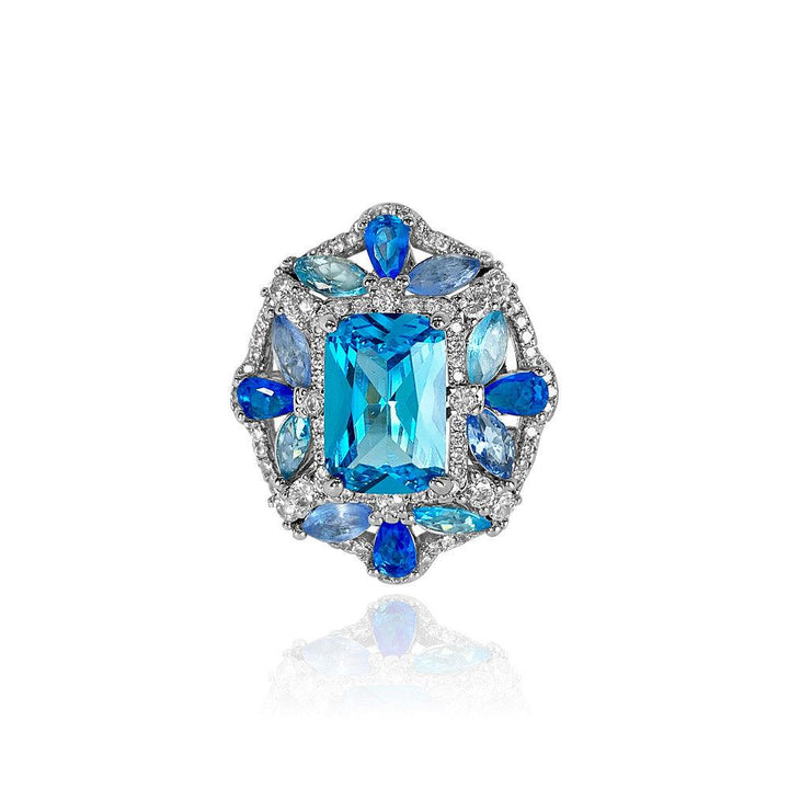 Sapphire Radial Shaped Ring Necklace Set