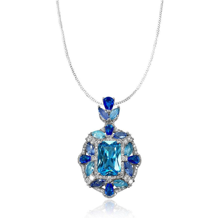 Sapphire Radial Shaped Ring Necklace Set