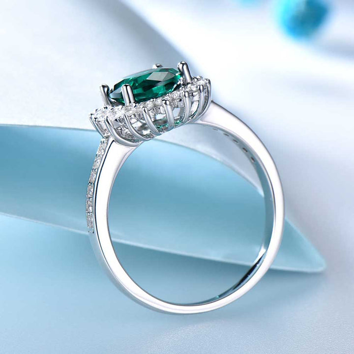 Oval Shaped Cut Sunflower Sterling Silver Ring