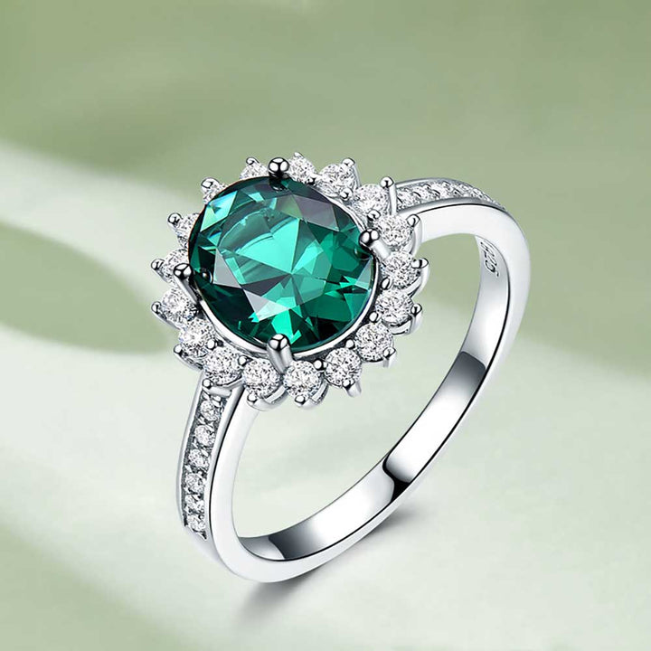 Oval Shaped Cut Sunflower Sterling Silver Ring