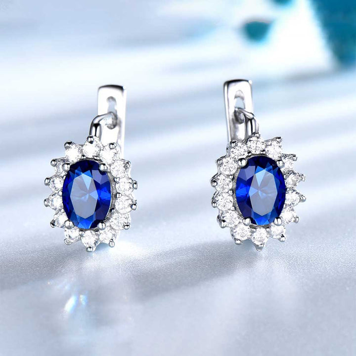 Oval Shaped Cut Emerald Green Sterling Silver Earrings