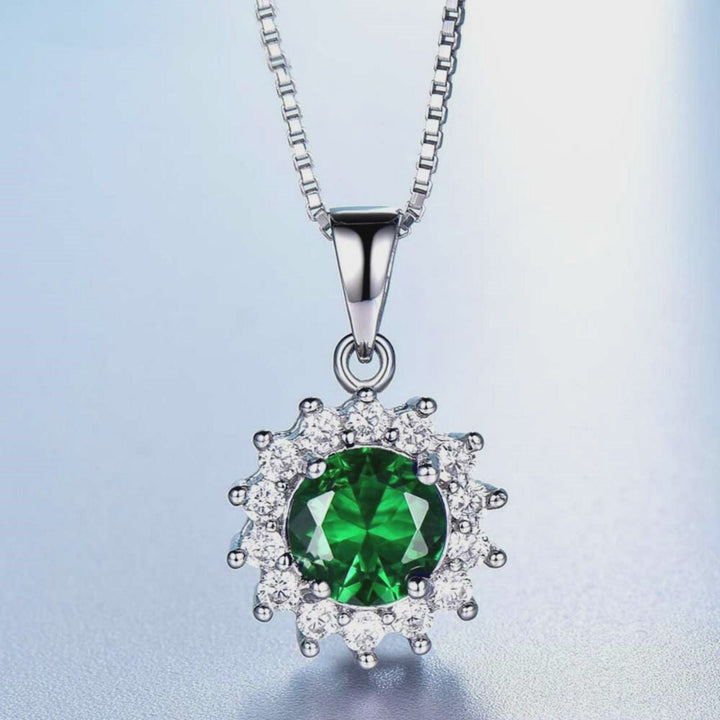 Round Shaped Cut Sun Sterling Silver Necklace