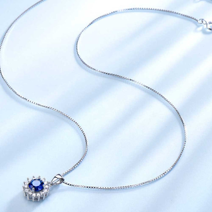 Round Shaped Cut Sun Sterling Silver Necklace