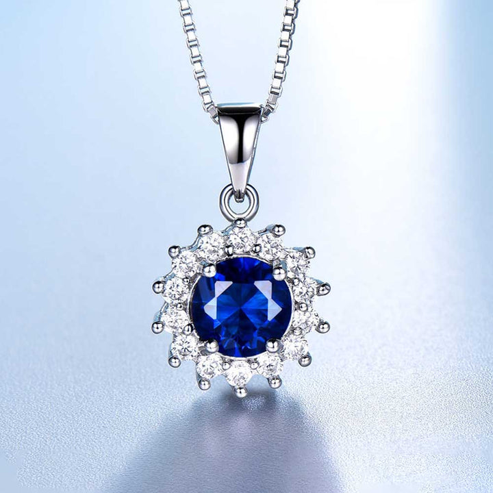 Round Shaped Cut Sun Sterling Silver Necklace