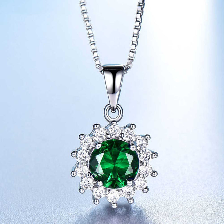 Round Shaped Cut Sun Sterling Silver Necklace