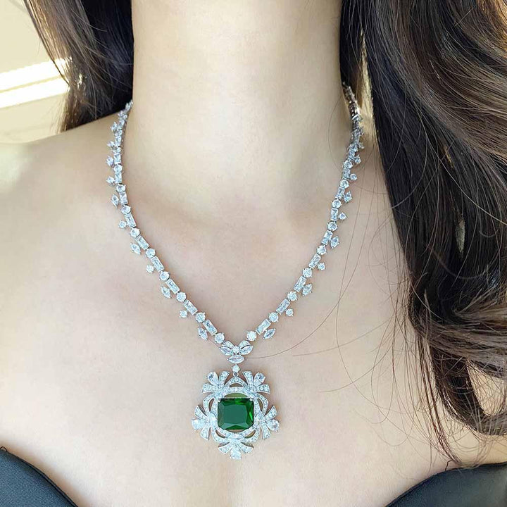 Radiant Shaped Cut Bow Wrapped Necklace