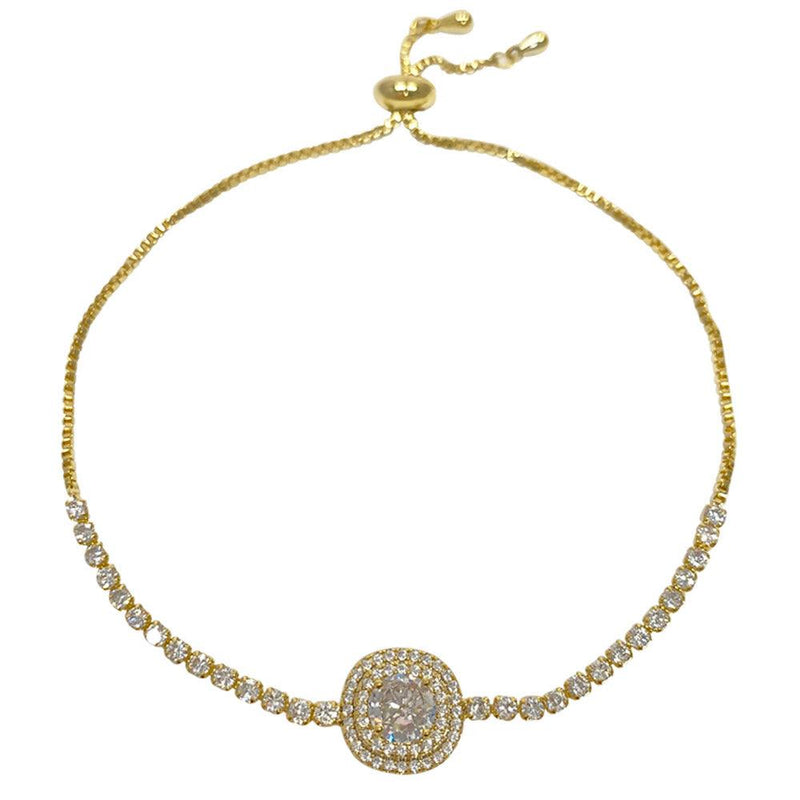 Multi Layer Design Round Cut Adjustable Bracelet