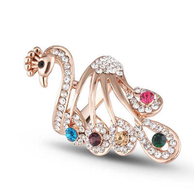 Round Shaped Cutting Color Peacock Design Ring