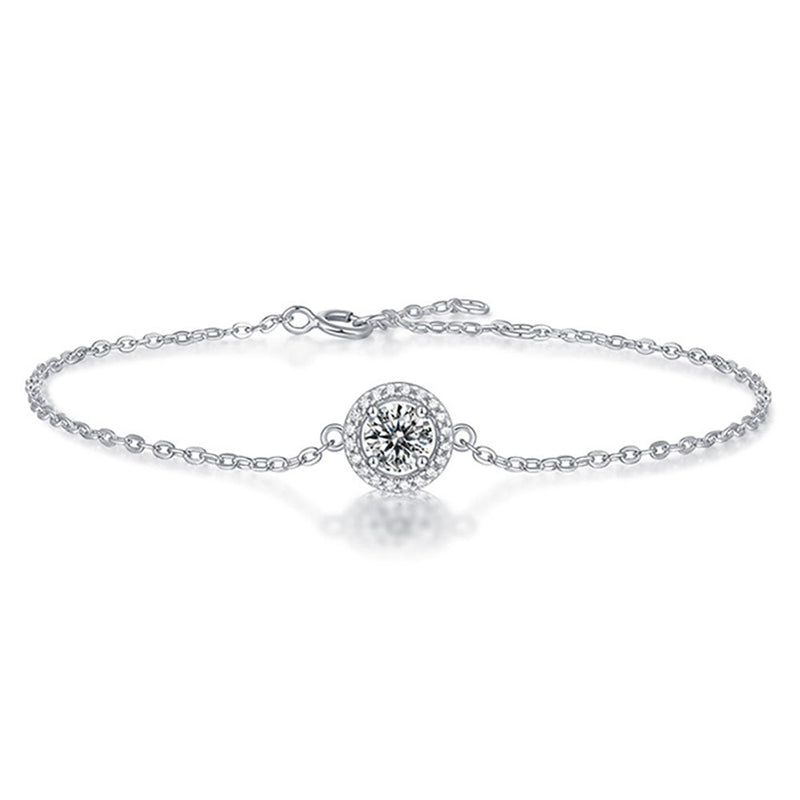 Round Shaped Cut Hollow Moissanite Sterling Silver Bracelet