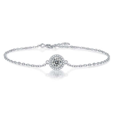 Round Shaped Cut Hollow Moissanite Sterling Silver Bracelet