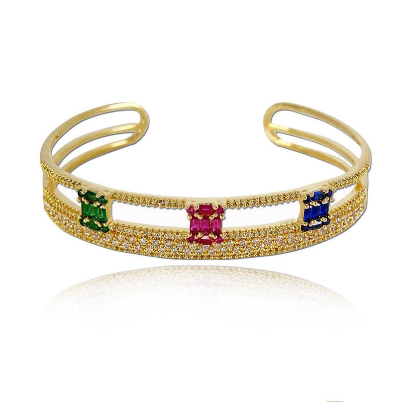 Color Hollow Design Double-layer Open Bracelet