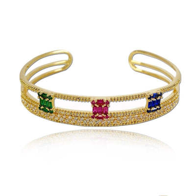 Color Hollow Design Double-layer Open Bracelet
