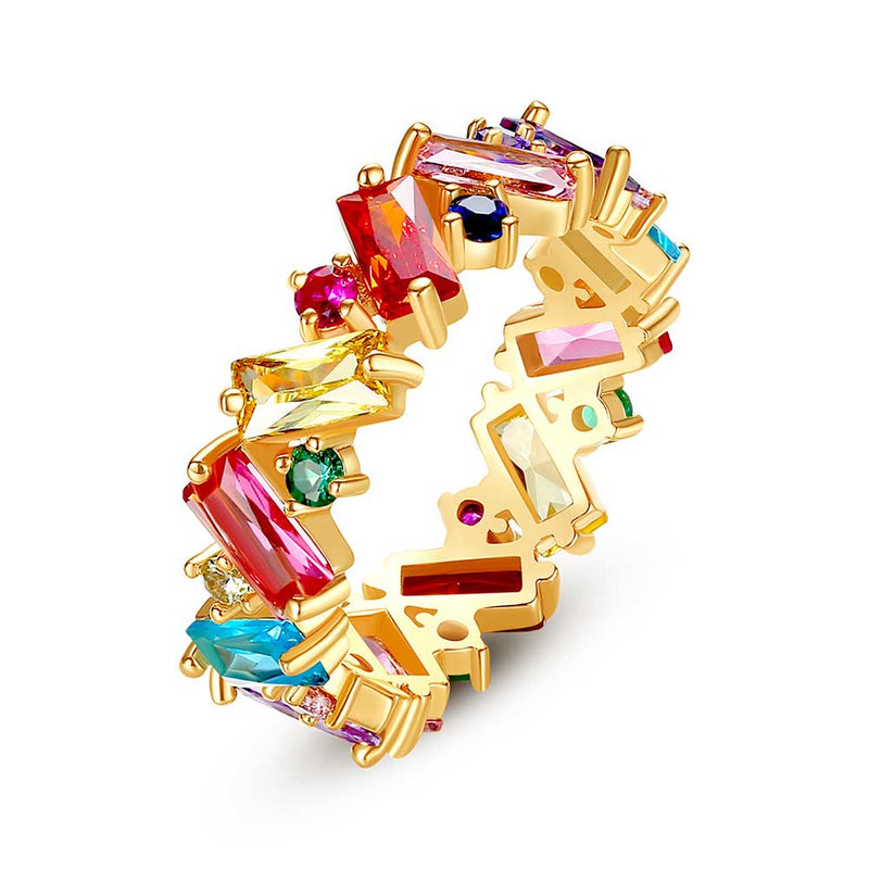 Radiant Shaped Cut Color Irregular Inlay Ring