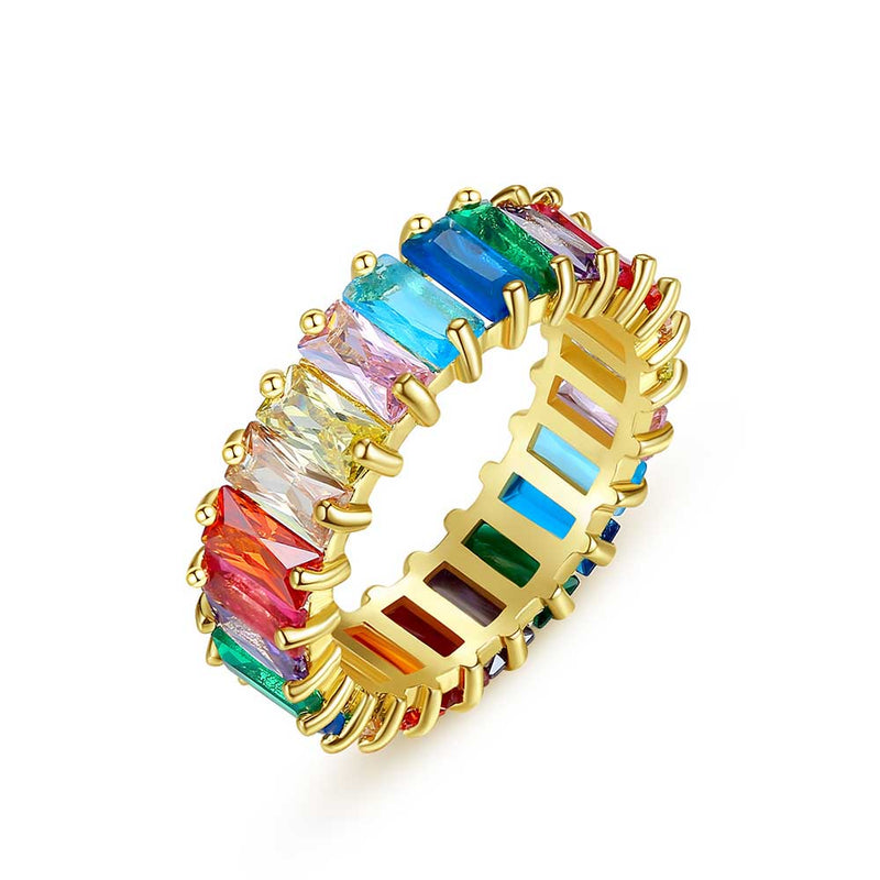 Radiant Shaped Cut Rainbow Ring
