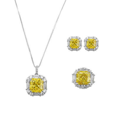 Snowflake Cut Necklace Ring Earrings Three Piece Set