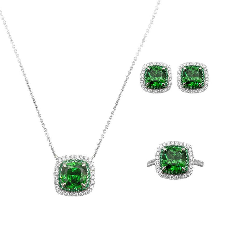 Emerald Green Cushion Shaped Cutting Three Piece Set