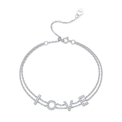 "Love" Letter Moissanite Sterling Silver Bracelet