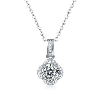 Round Shaped Cut Moissanite Sterling Silver Necklaces
