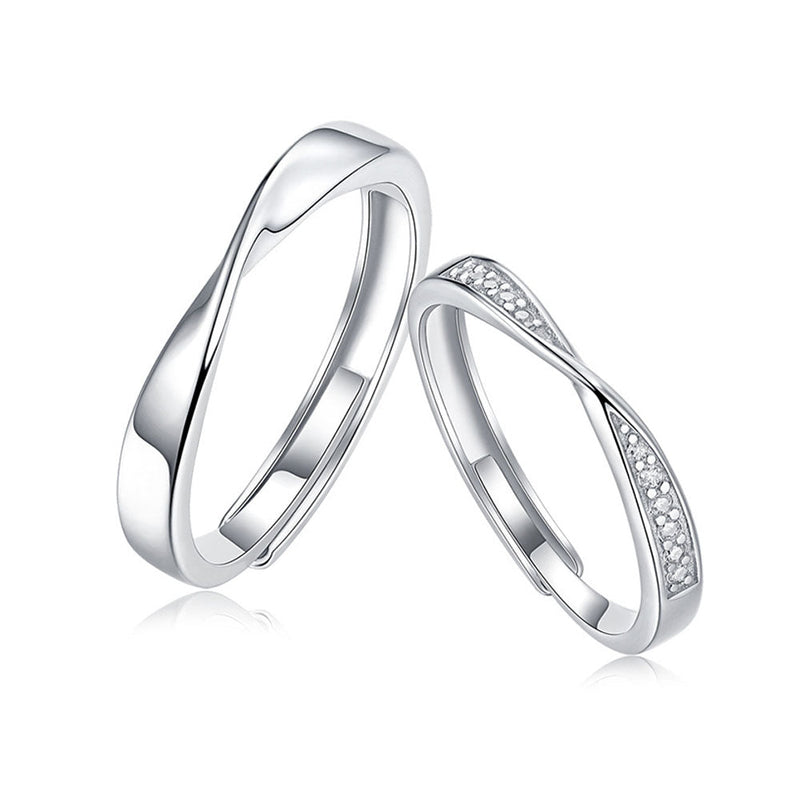 Round Shaped Cutting Moissanite Sterling Silver Mobius Open Ring