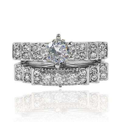 Crown Layered Two Piece Ring Set