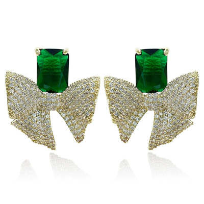 Bow Design Princess Shaped Cut Earrings