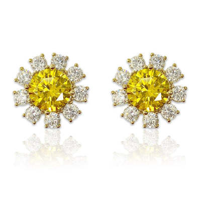 Round Shaped Cut Flower Earrings