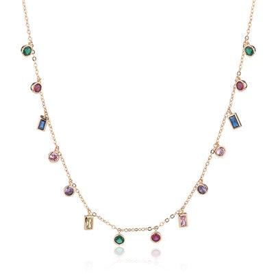Vintage Oil Painting Colorful Gem Necklace