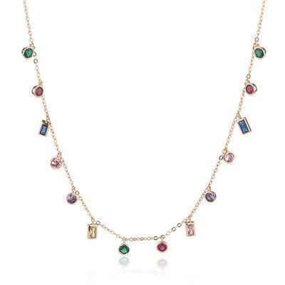 Vintage Oil Painting Colorful Gem Necklace