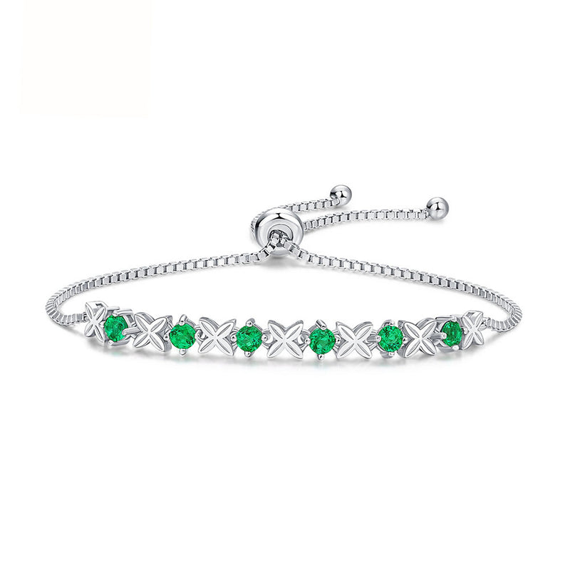 Kulatý tvar řezu smaragdově zelený stříbrný náramek