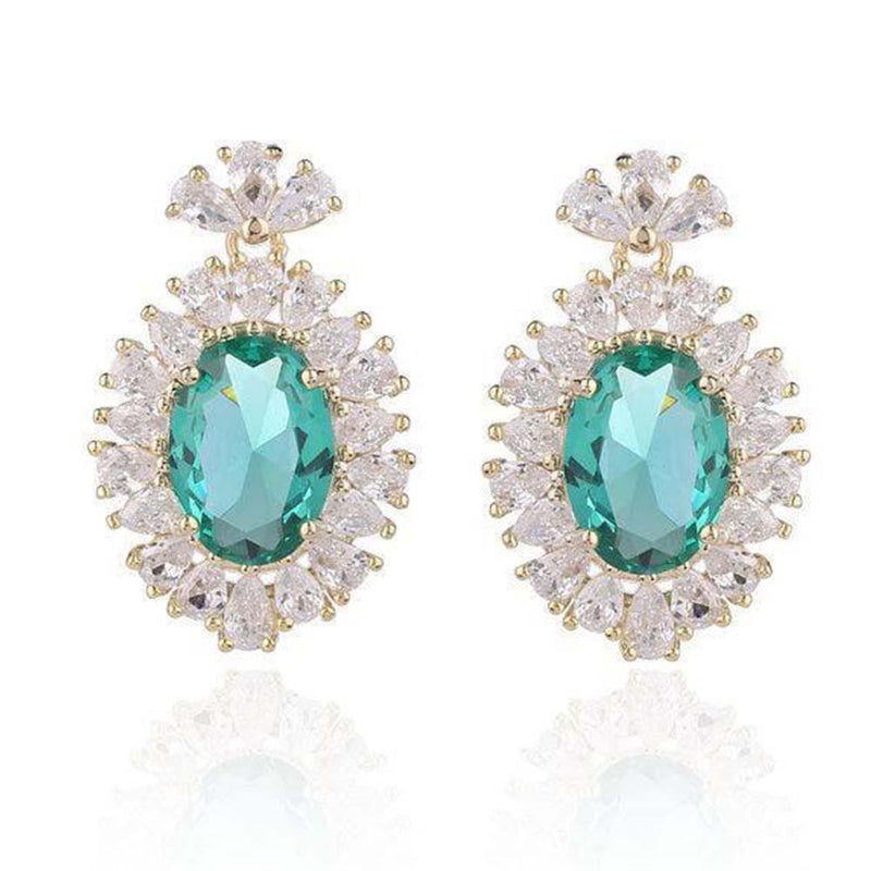 Oval Shaped Cut Olive Green Earrings