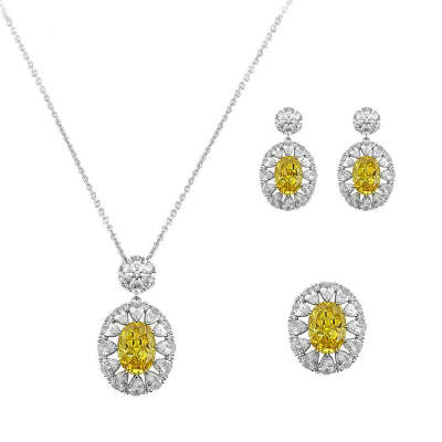 Sunflower Snowflake Cut Necklace Ring Earrings Three Piece Set
