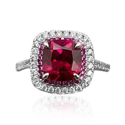 Ruby Red Cushion Shaped Cutting Sterling Silver Ring