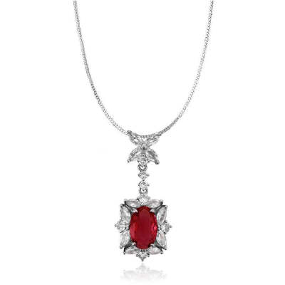 Oval shaped Ruby Pendant Necklace
