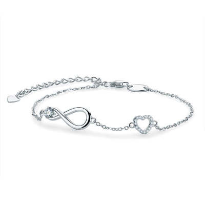 Oval Shaped Cut Infinite Symbol Moissanite Sterling Silver Bracelet