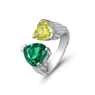 Heart Shaped Cut Sterling Silver Open Ring