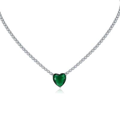 Green Heart-shaped Straight Chain Full Drill Choker