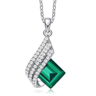 Emerald Shaped Cut Geometric Sterling Silver Necklace