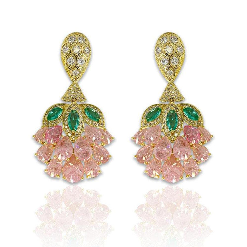 Pink Fruit Design Pear Shaped Cut Earrings